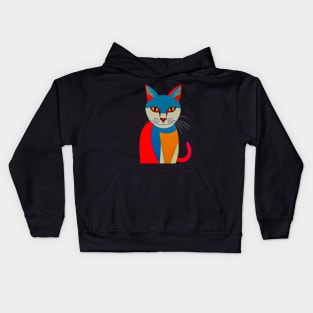 Colorful SmilingPop Art Cat Kids Hoodie